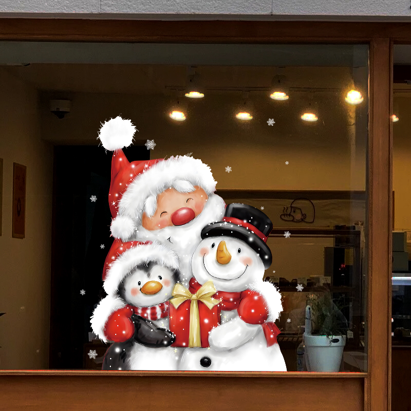 圣诞节装饰品静电贴树雪花老