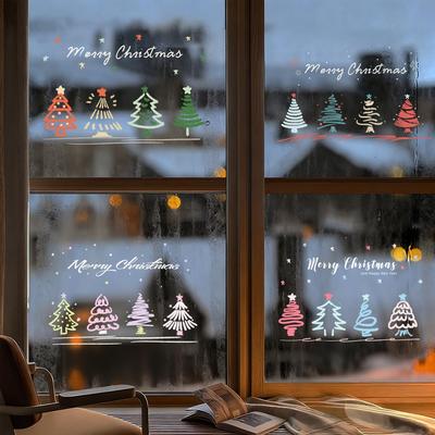 圣诞节装饰品树贴纸窗户橱