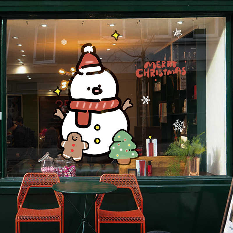 圣诞节装饰静电玻璃贴门纸店