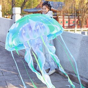 2026年新款 网红中国风长尾巴水母风筝大人微风易飞儿童卡通新手