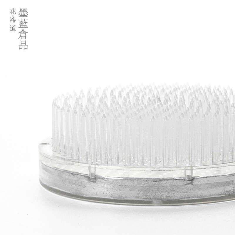 墨蓝花器合金底座加重剑山塑料插花器 中式日式插花固定工具神器