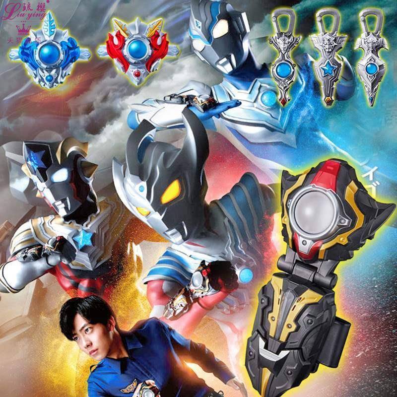 泰迦奥特曼变身器玩具泰伽火花卡片手镯泰嘉奥特曼软胶人偶套装