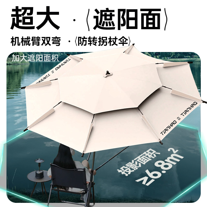 天豪新款钓鱼伞垂钓户外专用钓鱼遮阳伞加厚防晒防暴雨拐杖大钓伞