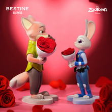 新年礼物柏治廷迪士尼疯狂动物城朱迪尼克永生花礼盒摆件生日礼物