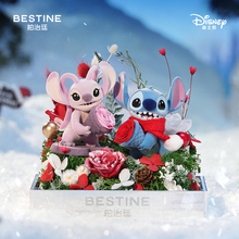 新年礼物柏治廷迪士尼史迪奇史迪仔摆件永生花玫瑰礼盒摆件生日