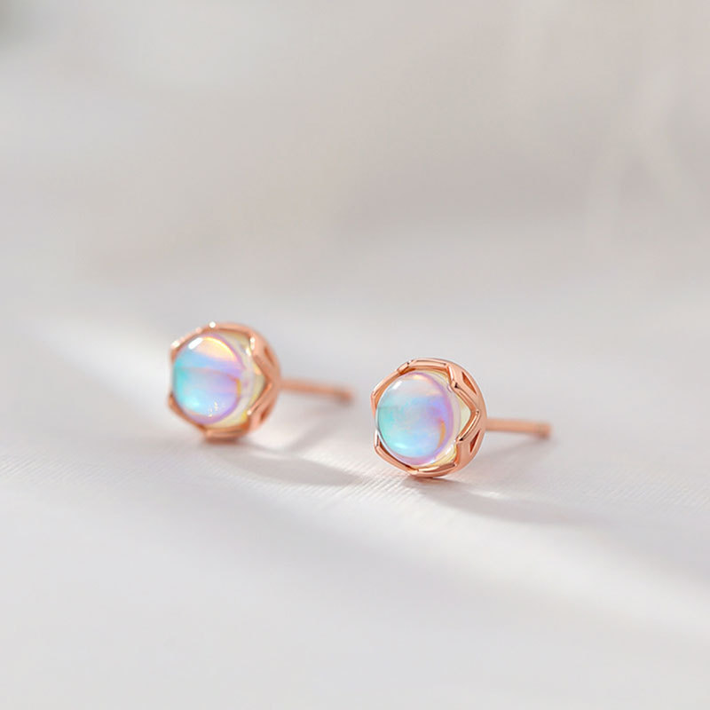 S925纯银月光石耳钉女2023年新款耳环小众高级感耳饰夏季时尚