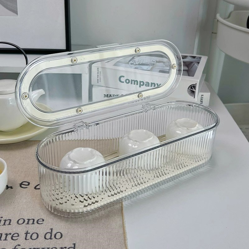 带盖防尘茶具收纳盒透明s功夫茶壶茶杯置物架茶几桌面装碗整理沥