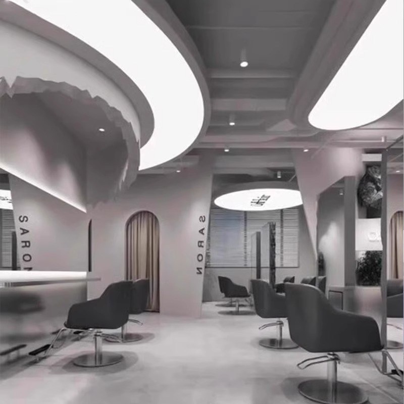 理发店专用灯美发店手机店u天花吊顶圆形弧形长方形超亮补光无影