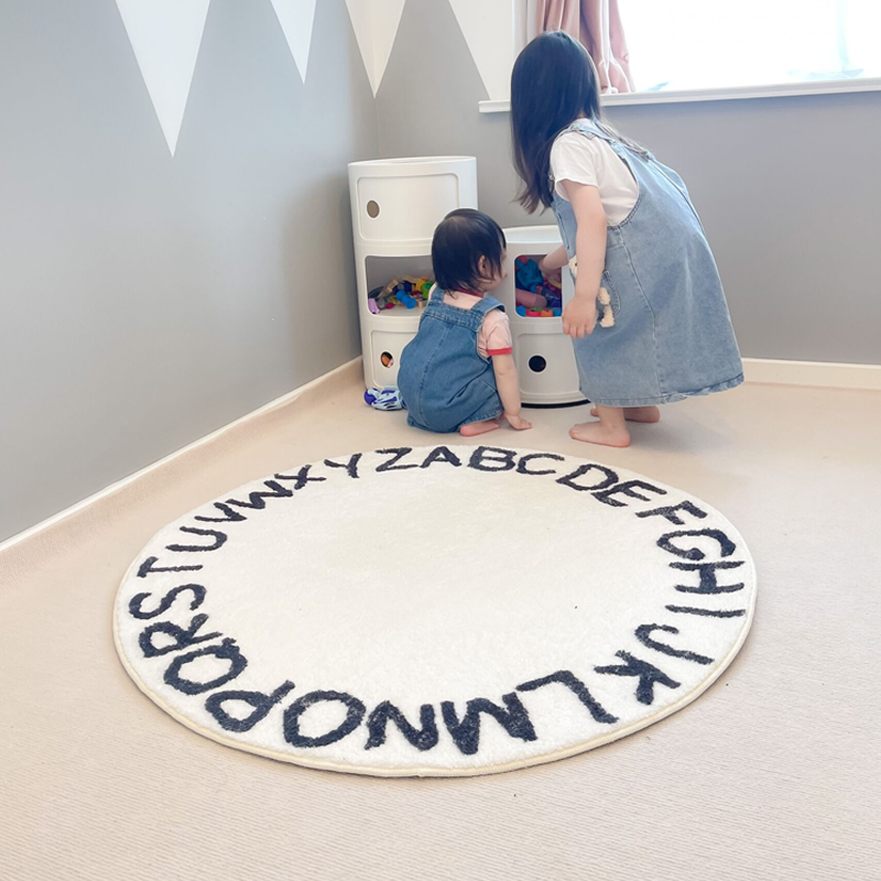 牀边毯圆形卡通牀脚地毯儿童阅读区帐篷游戏抓周地V垫卧室椅子垫