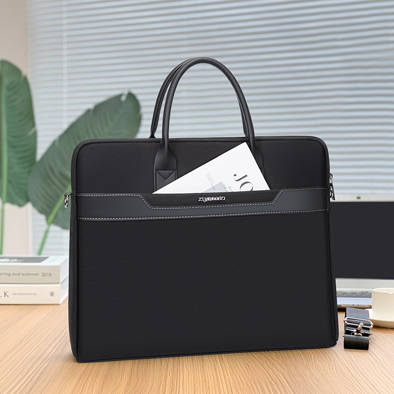 男士公文包公文袋定制Logo手袋女士通勤商务公文包AY4公文袋黑色