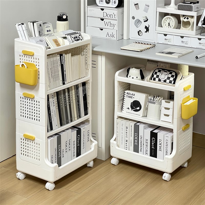 桌下书本置物架卧室落地小推车收纳架F宿舍多层书架可移动储物架