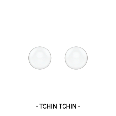 TCHINTCHIN 海洋系列 纯净白水晶球耳钉S925银