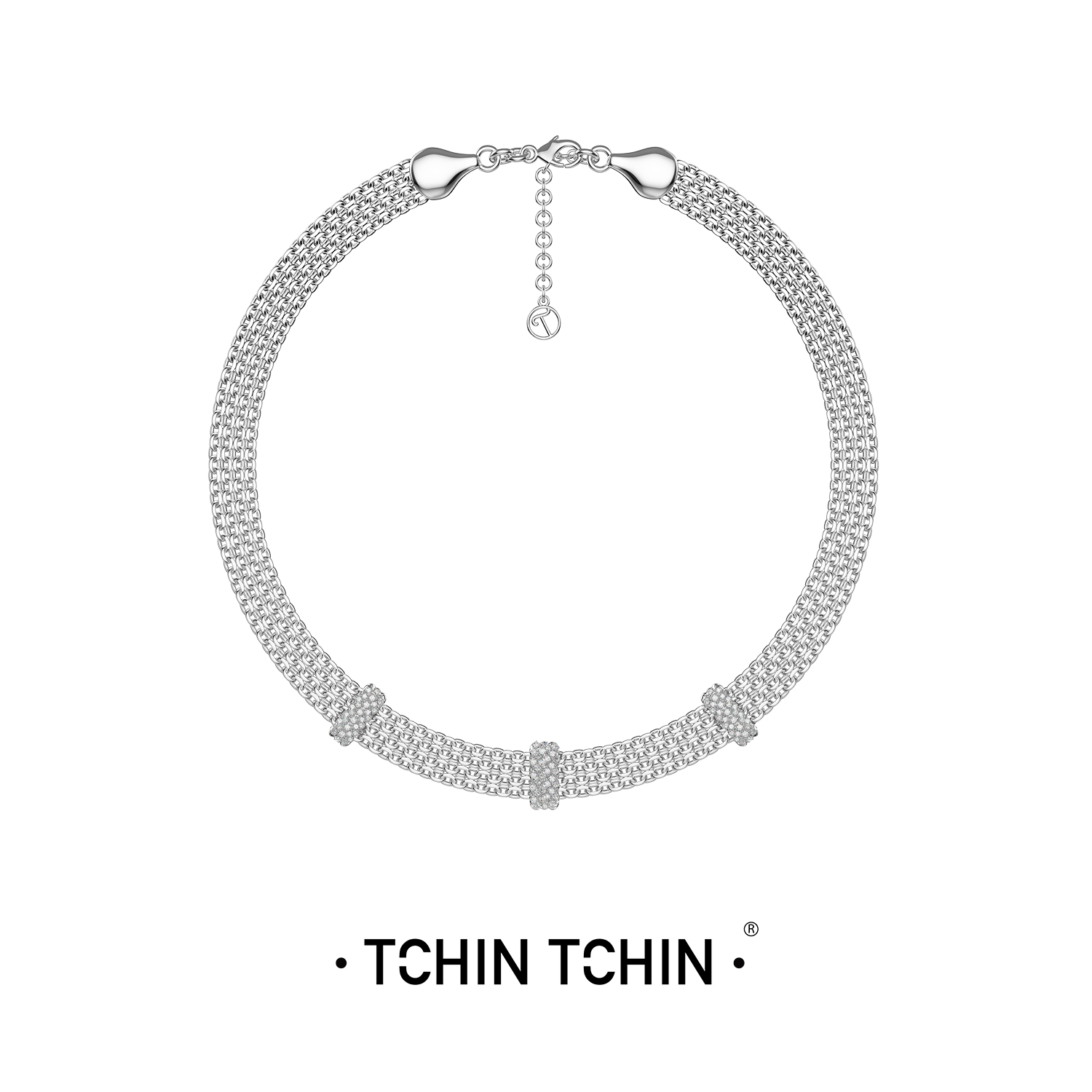 TCHINTCHIN蕾丝编织镶钻项链