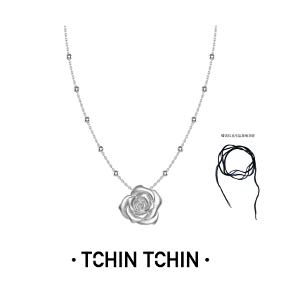 TCHINTCHIN 梦境花园系列 手工雕刻立体山茶花万能扣项链