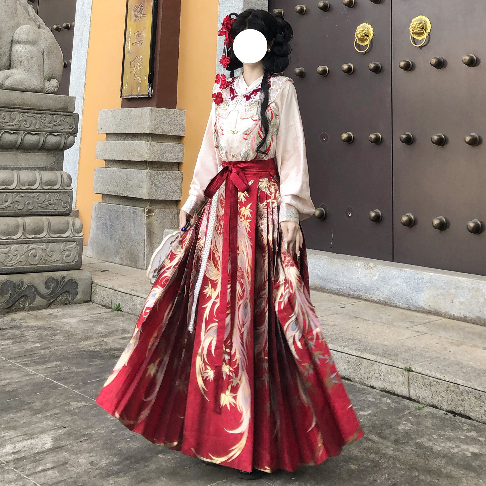 梦桑塔汉服大码新品订婚穿红色结婚喜庆新中式马面裙刺绣重工华丽,女装/女士精品,汉服套装,淘宝优惠券,粉丝福利购,淘宝优惠卷