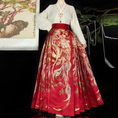 红色织金马面裙套装国学风古装