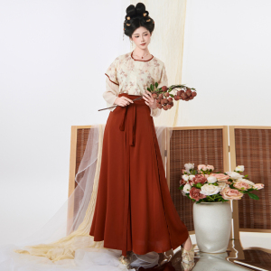 梦桑塔大码汉服唐制唐褙子带兜八破裙胖MM显瘦古风日常夏季新品