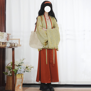 梦桑塔【鎏澜】汉服大码褶衣魏晋南北朝胖MM夏浮光锦八破裙日常女