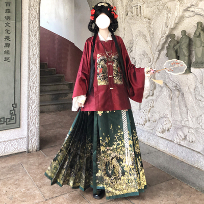 【马上有钱】梦桑塔汉服马年马面裙大码对襟补服【铜钱】【元宝】