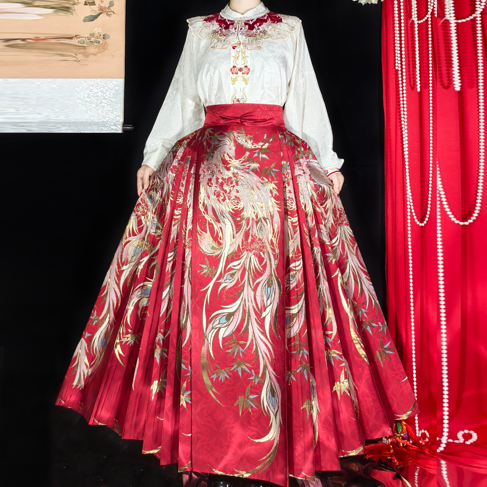 【凤蝶】汉服新品大码敬酒服结婚订婚红色凤凰礼服新中式织金刺绣