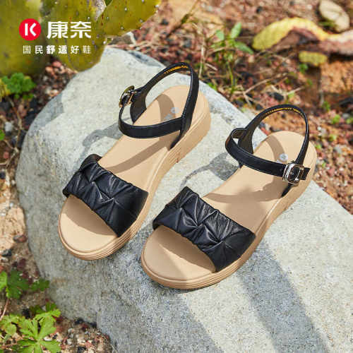 专柜同款舒适夏季软面女凉鞋康奈