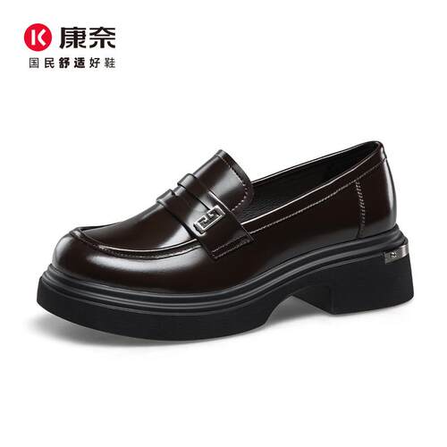 康奈女鞋春秋一脚蹬低跟英伦风