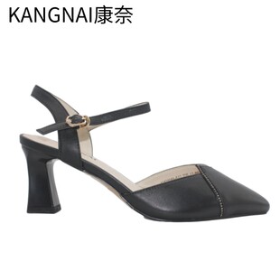 康奈女鞋 11414044 包头透气羊皮淑女高跟夏百搭舒适镂空仙女风时尚