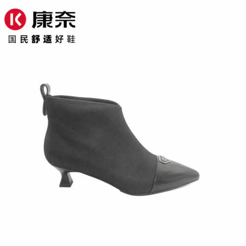 康奈新款尖头底跟舒适女鞋
