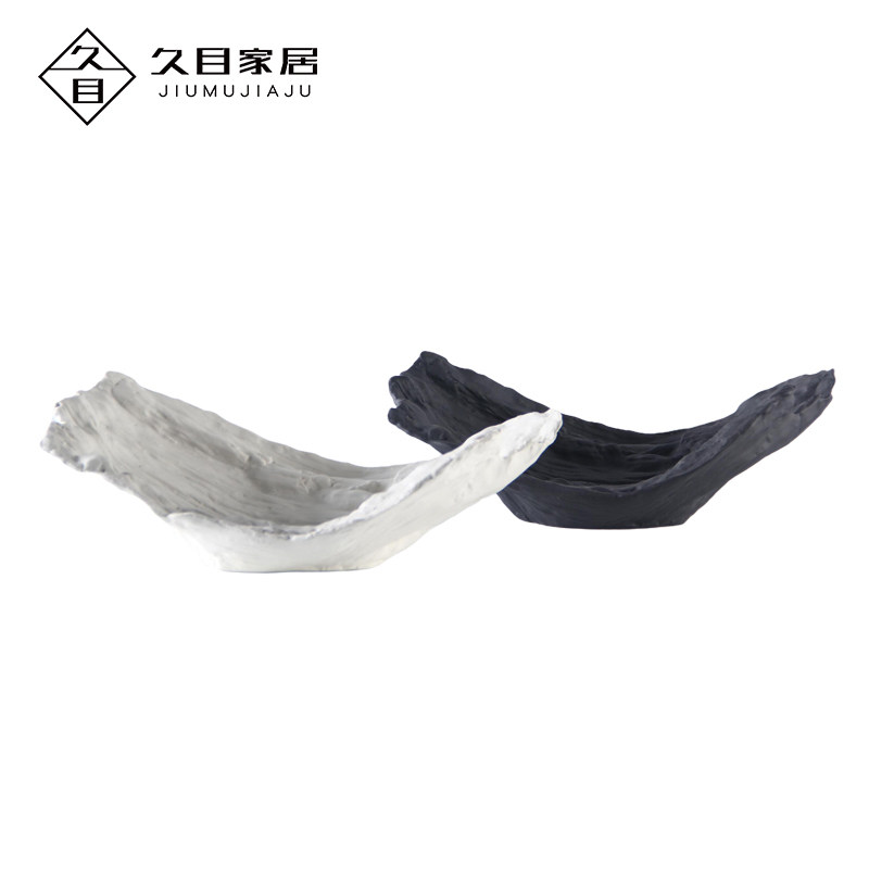 极简约现代陶瓷水果盘船型花盆样板间客厅电视柜软装饰品摆件花瓶
