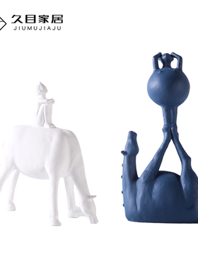 新中式风雕塑电视柜陶瓷装饰摆件