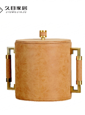 新古典风书房橘色金属圆柱首饰盒