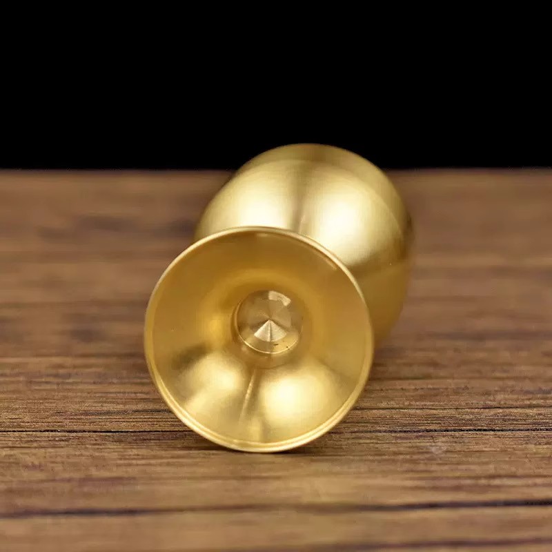 白酒杯茶供水圣水杯酒具装饰摆件高档黄铜高脚酒杯杯子酒宴小金属