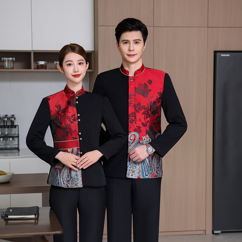 星级酒店服务员工作服长袖秋冬装餐饮餐厅火锅饭店女制服定制