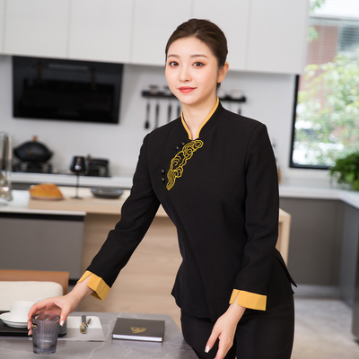 高档国潮中式餐饮服务员工作服