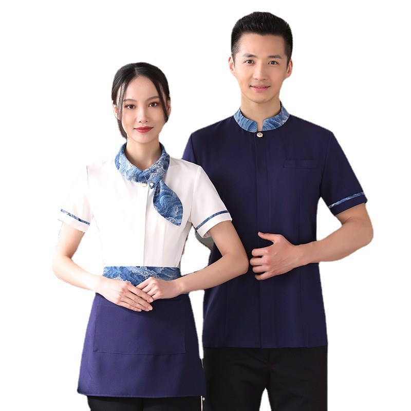 速发服务员工作服餐饮火锅店饭店服装中国风酒店餐厅夏装上衣