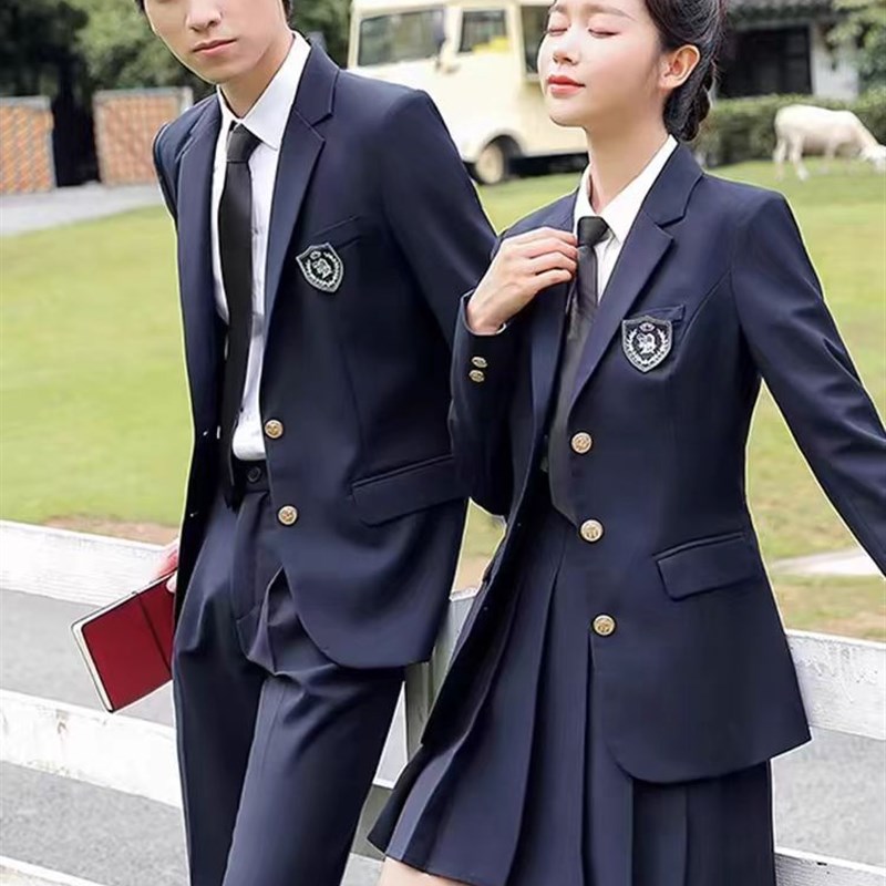 速发时尚dk制服学院风高级感男高中学生JK西服情侣幼师工服学生套
