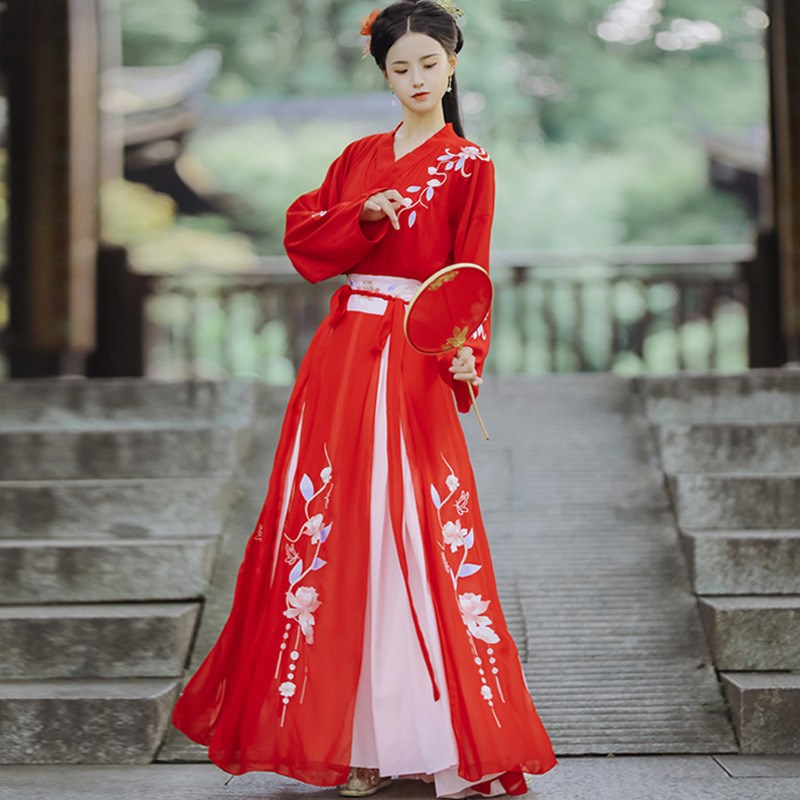 速发汉服成人古装2024春品凤求凰刺绣三件套中国风交领齐腰襦裙