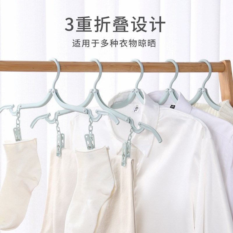 速发便携式旅游旅行衣服家用学生宿舍用夹子架子衣折叠衣架
