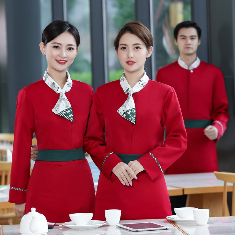 速发服务员工作服餐厅咖啡馆奶茶店时尚工作服logo长袖