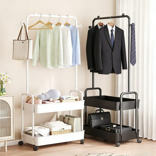 简易晾衣架落地收纳衣帽架家用卧室衣架落地立式移动衣架