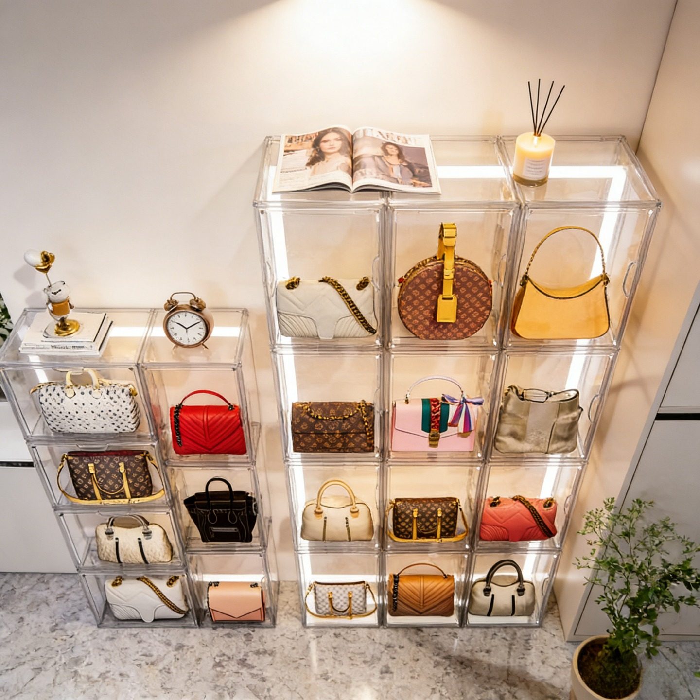 包包收纳盒家用透明展示柜防尘防潮奢侈品香水收纳柜展示盒