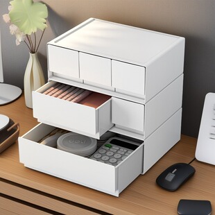 抽屉式桌面收纳盒办公室书桌整理文具神器化妆品置物架塑料储物柜
