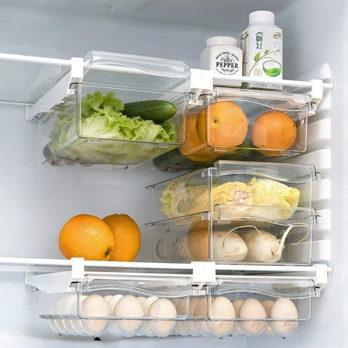 悬挂抽屉式冰箱鸡蛋收纳盒整理神器水果保鲜厨房食品专用储物盒