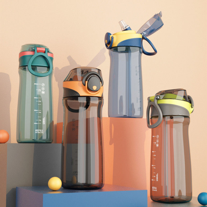 富全tritan塑料杯创意弹盖个性提手水杯男女学生运动便携吸管杯