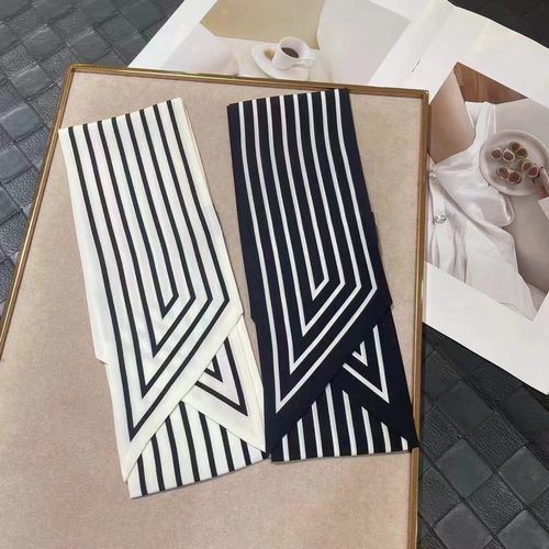 北欧条纹简风丝巾女洋气