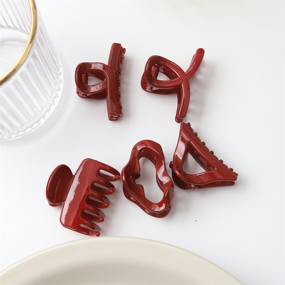 新年红色喜庆小抓夹亮面