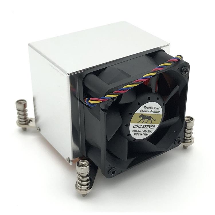 金钱豹2U铜底 铜鳍铝鳍侧吹2011 1200 115X服务器工控机CPU散热器