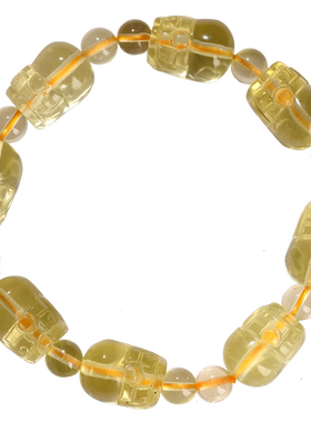 天然黄水晶貔貅手链男女礼物