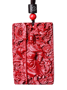 正品保真朱砂关公吊坠男士项链本命年关二爷关羽武财神挂件护身符