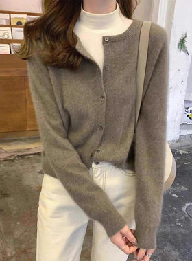 大板长袖开衫针织毛衣女跨境秋冬新款内穿外搭宽松显瘦叠穿上衣潮